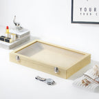 Coward Jewelry Organizer Box, Yellow Linen Blank Display Tray Case with Lid for Storage Necklaces Bracelets Rings Beads and Jewelry Accessories