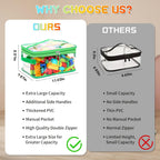 8 Packs Extra Large Toy Storage Bags with Labels, Reusable Clear PVC Board Game Storage, Travel Waterproof Toy Organizer Bags with Name Tag and Manual Pocket for Building Blocks, Puzzle, Kids Books