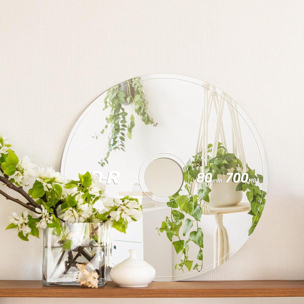Tellegloww Acrylic CD Mirror 24 x 24 in Music Decor Round Mirror Christmas