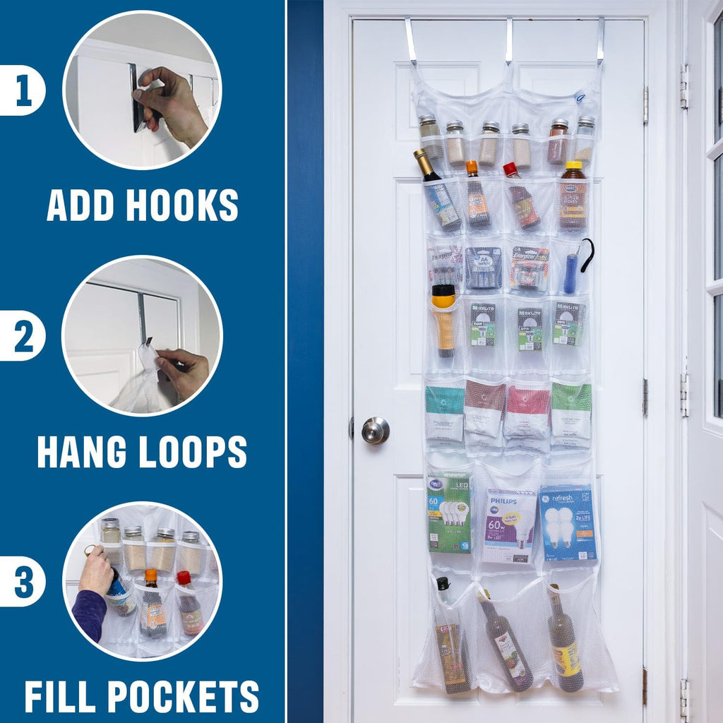 Large Mesh Over-the-Door Organizer, 34-Pocket Hanging Storage for Cruise & Home (24"x60"),Travel Essential for 2026-2027, Shoe & Bathroom Organizer for Closet, Cabin, or Behind-Door Storage