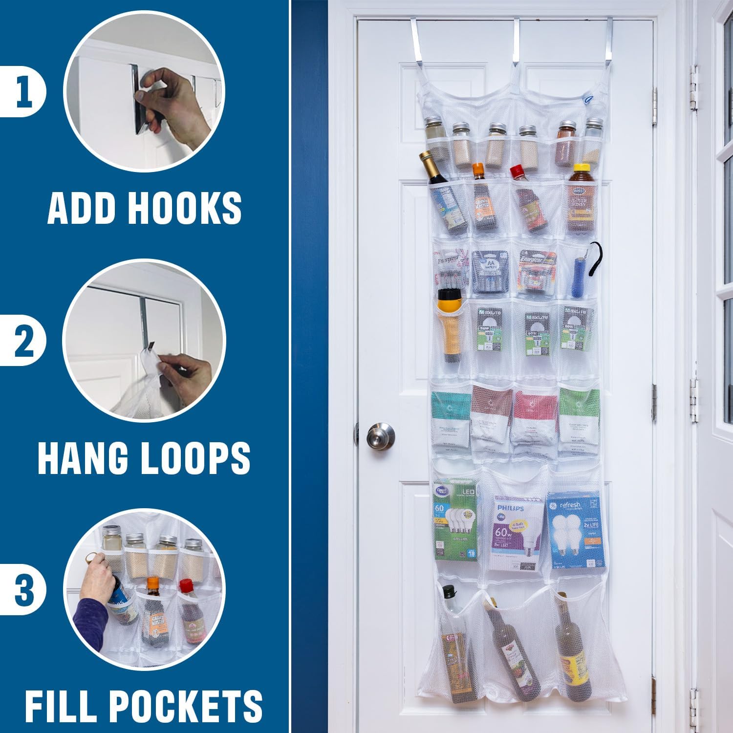 Large Mesh Over-the-Door Organizer, 34-Pocket Hanging Storage for Cruise & Home (24"x60"),Travel Essential for 2026-2027, Shoe & Bathroom Organizer for Closet, Cabin, or Behind-Door Storage