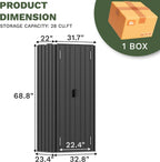 Patiowell 28 Cuft Outdoor Storage Cabinet, Metal Storage Shed with Lockable Door & 3 Adjustable Shelves, Indoor Outdoor Vertical Waterproof Tool Shed for Backyard Garden Patio, Black