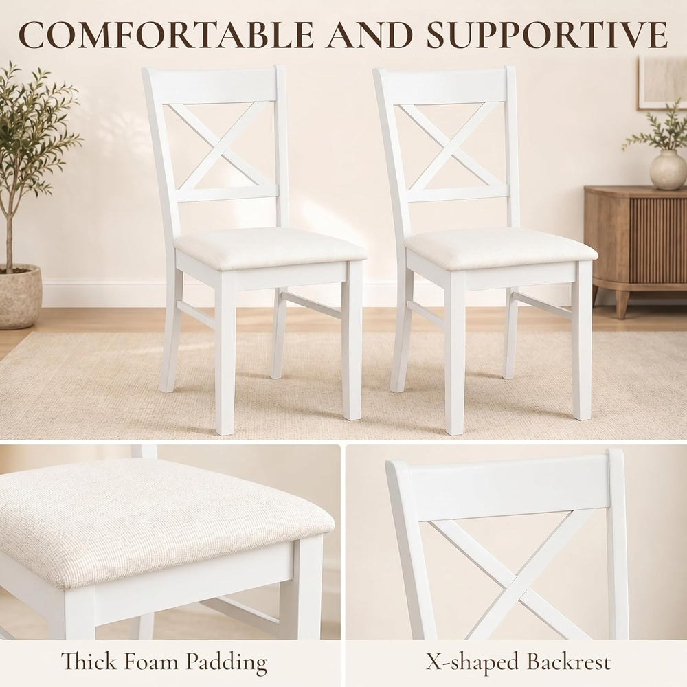 HOMCOM Dining Chairs Set of 2, Upholstered Kitchen Chairs with Rubberwood Fra...