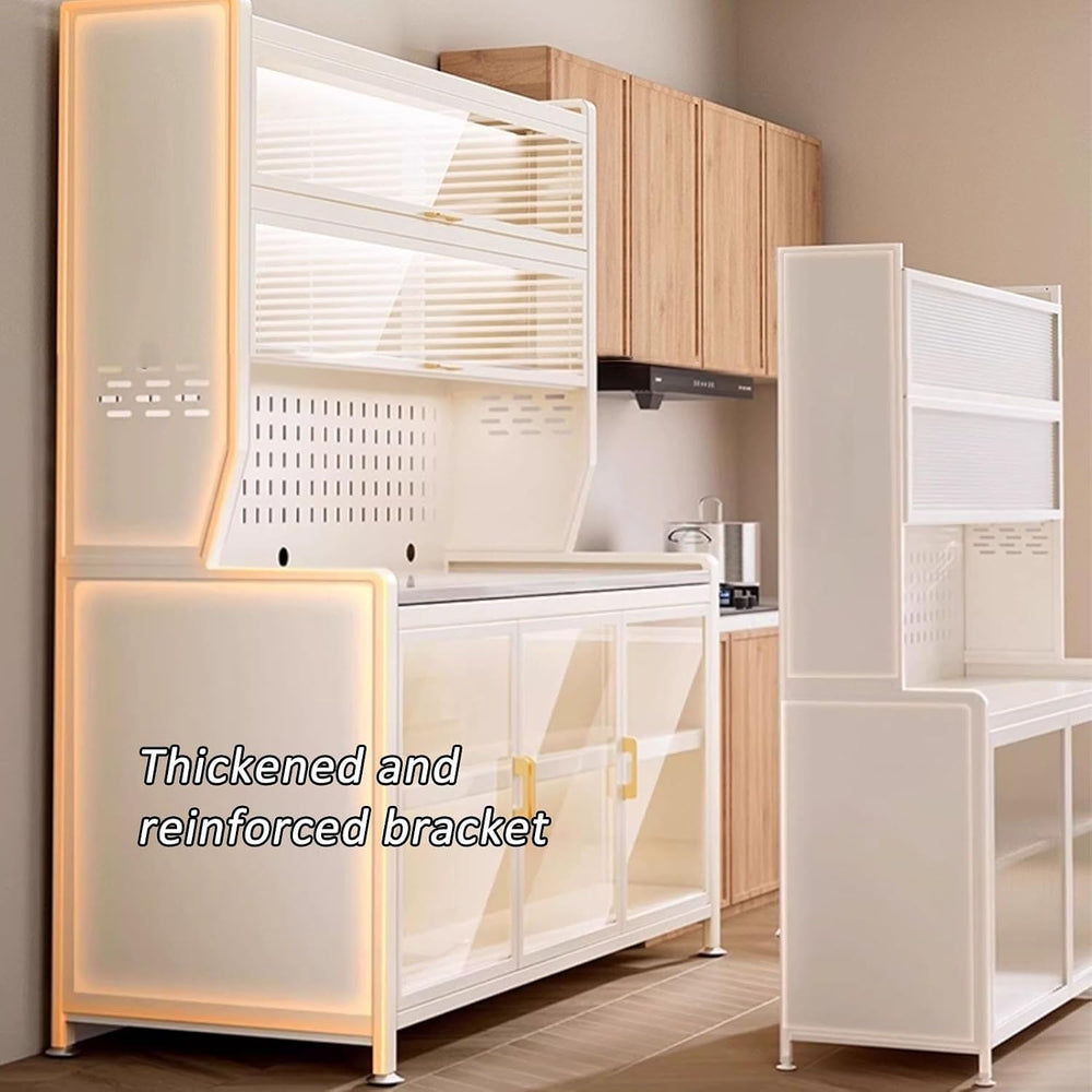 JKGHK Metal Kitchen Pantry Storage Cabinet, Microwave Stand for Kitchens with...