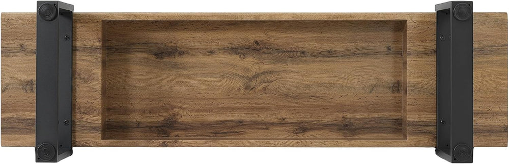 Industrial Entryway Bench, Rustic Wood Look Bench with Heavy Duty Black Metal...