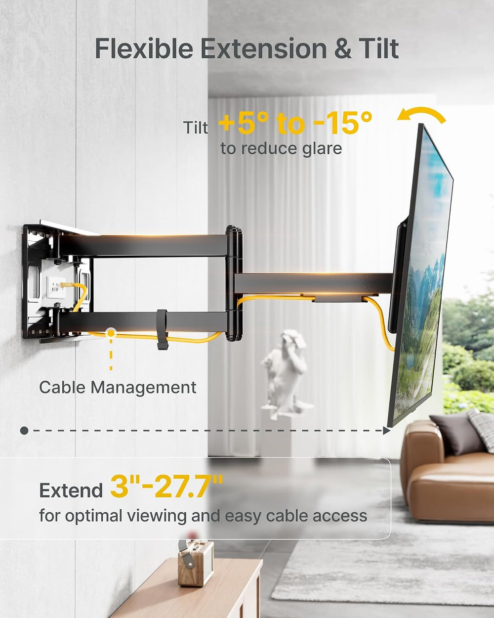 monTEK Heavy Duty Full Motion TV Wall Mount for 60-120 Inch Extra Large TVs |...