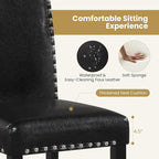 Giantex Black Dining Chairs Set of 2, Faux Leather Upholstered Parsons Kitchen Chair with Solid Rubber & Bent Wood Legs, Thick Padded Seat, Armless Side Chairs for Living Dining Room Restaurant