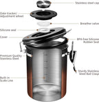 Veken Coffee Canister with Window,Airtight Stainless Steel Kitchen Food Storage Container, Date Tracker & Scoop for Grounds Coffee, Beans, Tea,Flour,Cereal,Sugar,22OZ,Copper