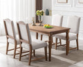 EALSON Farmhouse Dining Chairs Set of 4 Upholstered Dining Room Chairs with Wood Legs and Nailhead Trim Mid Century Modern Kitchen Chairs with High Back Padded Parson Chairs, Linen Beige