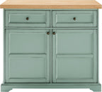 Crosley Furniture Holbrook Traditional Kitchen Island Breakfast Bar Table with Counter-Height Seating, Distressed Seafoam Blue