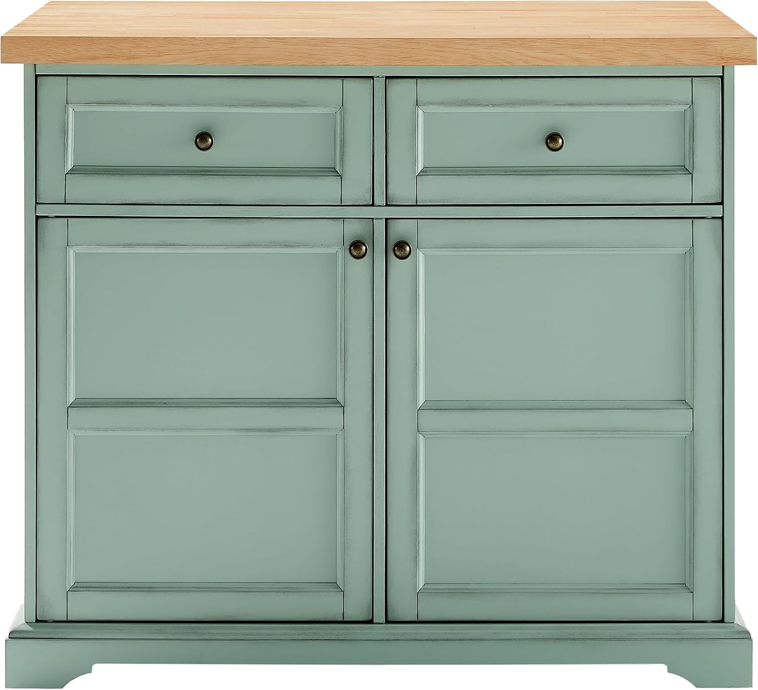 Crosley Furniture Holbrook Traditional Kitchen Island Breakfast Bar Table with Counter-Height Seating, Distressed Seafoam Blue