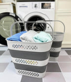 SAMMART 40L (10.5 Gallon) Collapsible Plastic Laundry Basket with Handles - Foldable Pop Up Storage Container/Organizer - Portable Laundry Hamper - Space Saving (2, Grey)