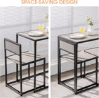 GIANTEX Bar Table Set 3-Piece Dining Table with 2 Chairs, Dining Room Set, Small Kitchen Table Set for 2 People, Dining Room Table, Bistro Table Set, Kitchen Bar Seating Set (Grey)