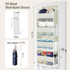2 Pack Over The Door Organizer, Hanging Storage Organizer with Clear Window, 40lb Ultra Sturdy Large Capacity Room Organizer for Pantry Laundry Bathroom Nursery Closet (Beige)