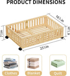 Bamboo Under Bed Storage with Wheels,Rolling Underbed Shoe Organizer Box for Shoes,Blankets,Toys,Clothes Container Space-Saving Bins for Bedroom,Closet,Dorm,Nursery