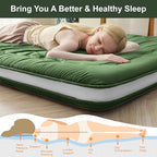 Japanese Floor Mattress, 6" Japanese Futon Mattress, Foldable & Portable Shiki Futon (shikibuton), Roll Up Thicken Sleeping Mattress Tatami Mat Sleeping Pad for Camping (Green, 60 x 80)