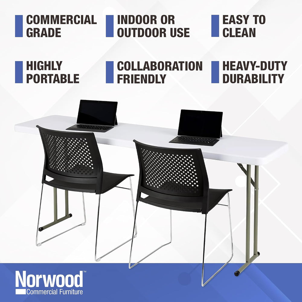 Norwood Commercial Furniture 6' Indoor/Outdoor Folding Training Table, Re...