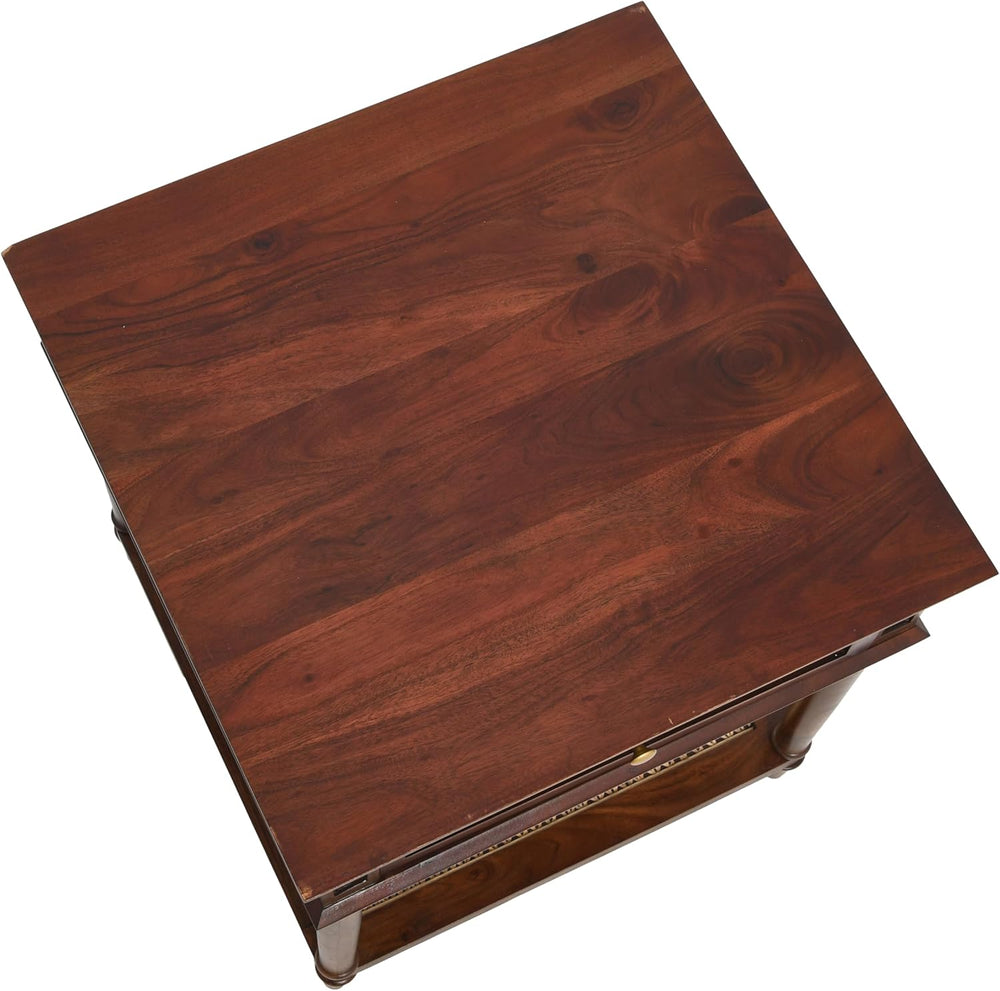 Creative Co-Op Maxwelton Solid Wood End Table with Drawer and Woven Cane Stor...