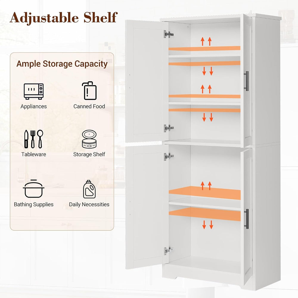 IDEALHOUSE Pantry Cabinet,70" Tall Kitchen Pantry Cabinet with 4 Doors a...