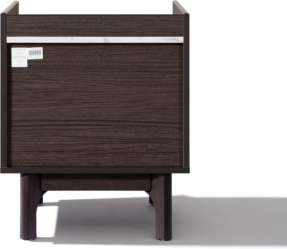 LuxenHome Modern 2 Drawers Nightstand with Faux Marble Top, 23'' Wood...