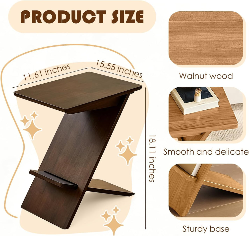 YUNMUARY-C Shaped Couch End Table,Skinny Entryway Table,Modern Wooden Nightst...