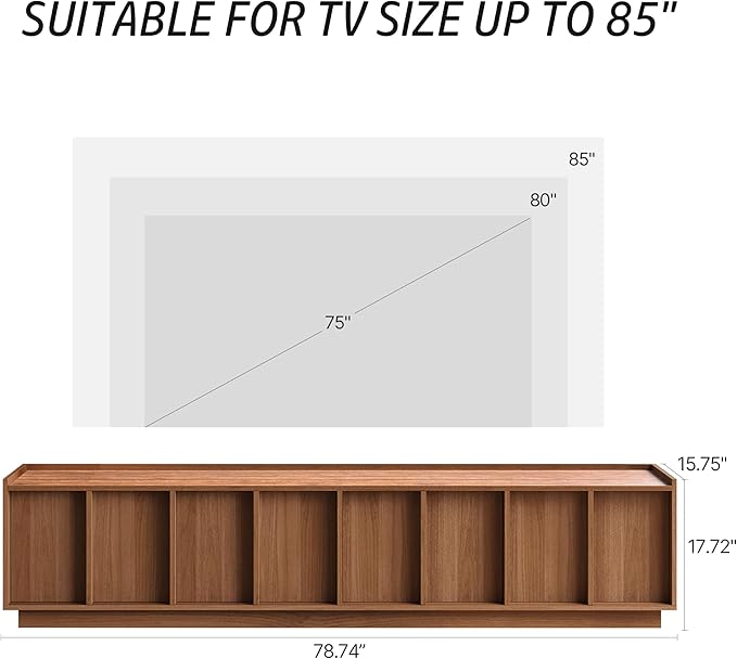 Mid Century Modern TV Stand with Storage,78.74" Wood TV Console Entertainment Center for Living Room,Walnut Media Console TV Cabinet Rectangular