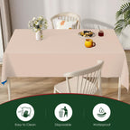 Beige 5 Pack 54 x 108 Inch Plastic Tablecloth Disposable Tablecloth for Rectangle Table, Party Plastic Table Cloth