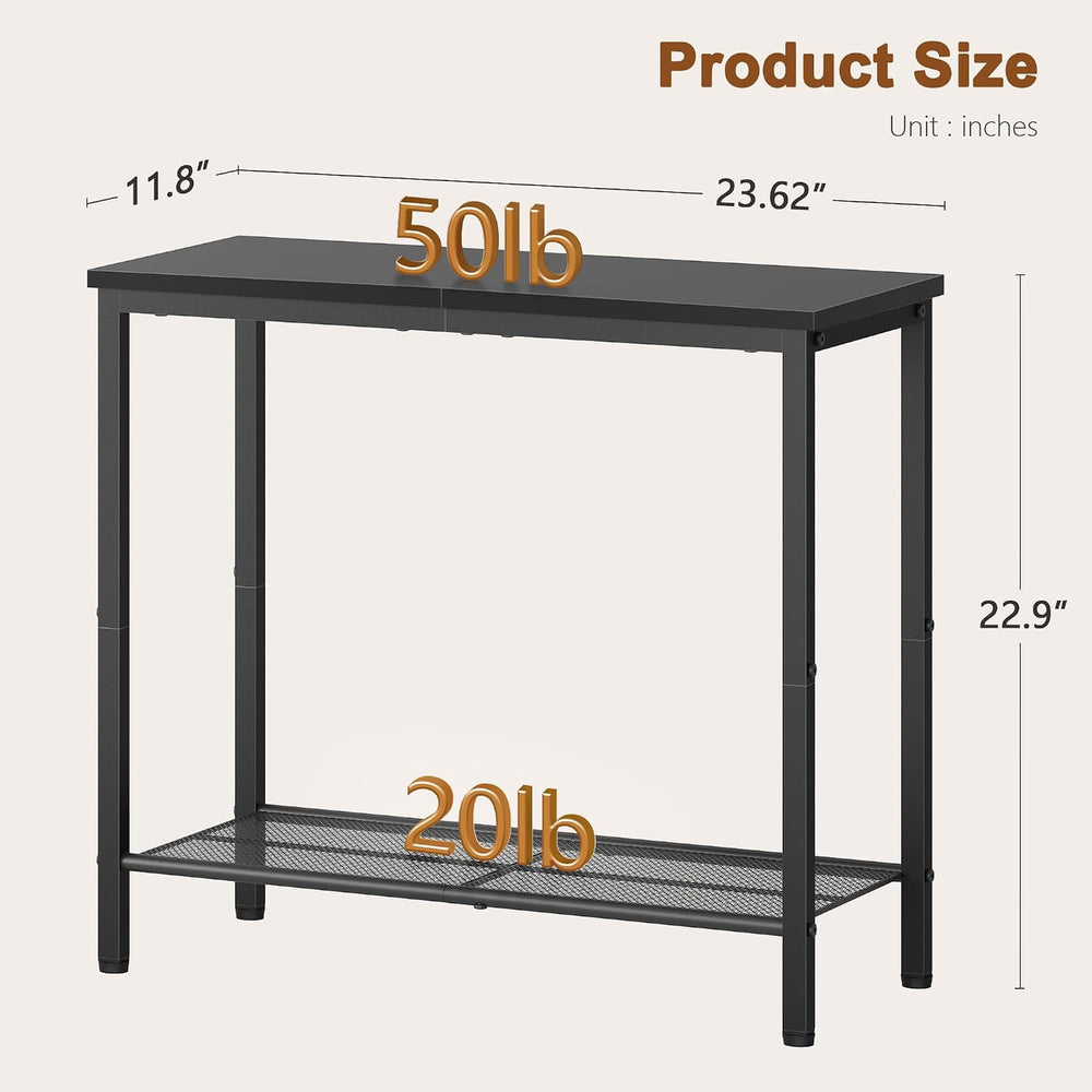 Hoctieon 2 Tier End Table, Sofa Side Table, Narrow Side Shelf with Storage, S...