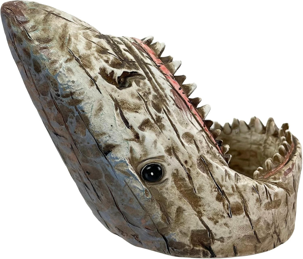 Things2Die4 Distressed Wood Finish Resin Shark Wine Bottle Holder – 7 Inches ...