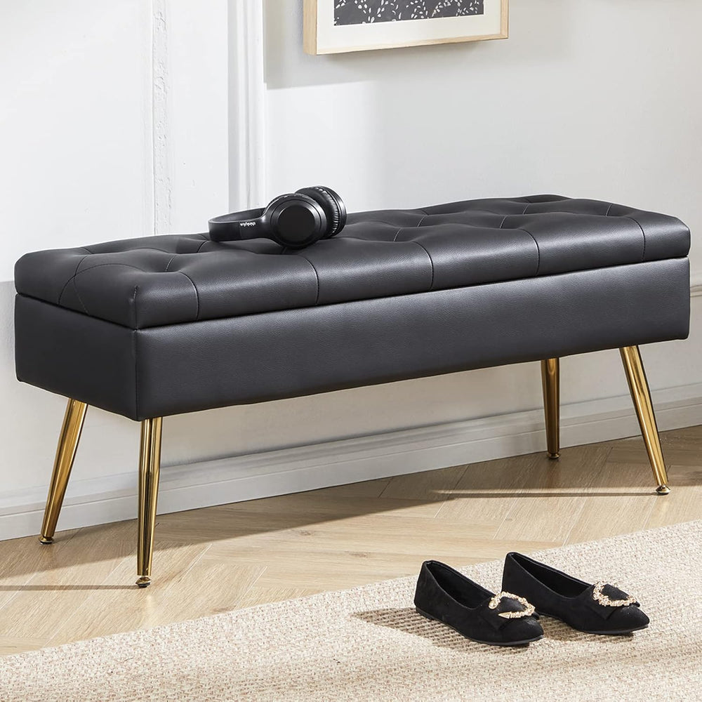 Gitrah Storage Bench Entryway Bench End of Bed Bench Ottoman Upholstered Faux...