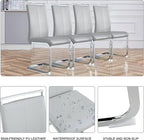 AZmac Modern Leather Dining Chairs Set of 8,Armless Kitchen Chairs,Dining Room Chairs with Upholstered Padded Seat and Sturdy Chrome Legs for Dining Room,Kitchen (Set of 8, Warm Grey)