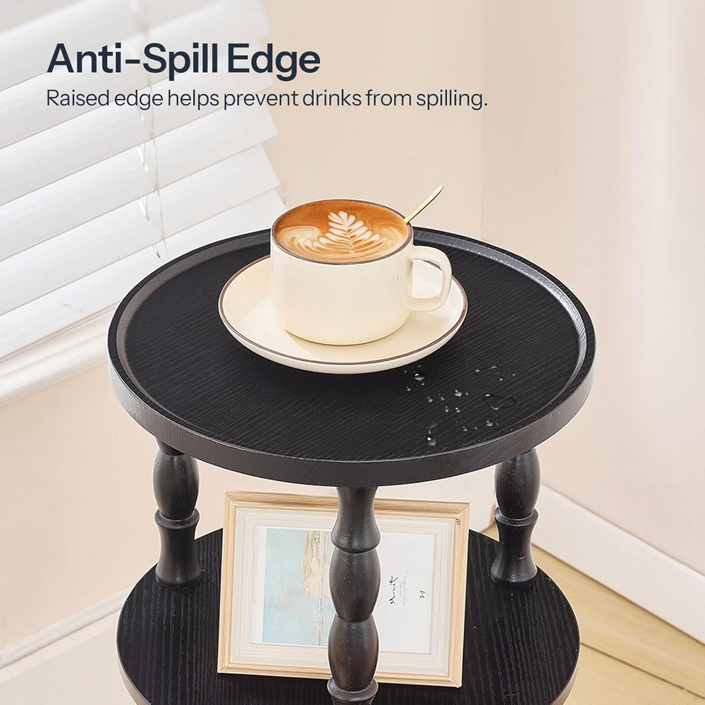 HOOBRO Round Side Table for Small Space, 3-Tier Small Round End Table with Ru...