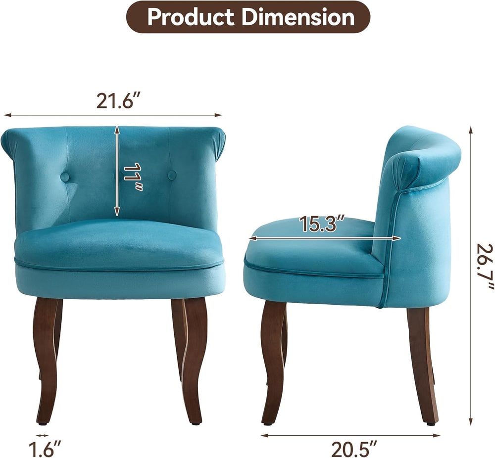 WUTUTUEE Velvet Vanity Chair with Back, Tufted Upholstered Vanity Stool with ...