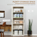 63" 2-Door Kitchen Pantry,Freestanding Storage Cabinet with 5-Tier Shelving and 2 Adjustable Shelves for Dining Room,Antique White