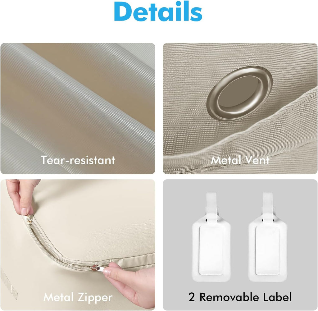 Comforter Storage Bag-Ultra Space Saving Large Self Compression Organizer for Comforters and Blanket,3-Layer Zipper Self-Compressing Organizer for Storage Bedding. (Beige, 2 Pack)