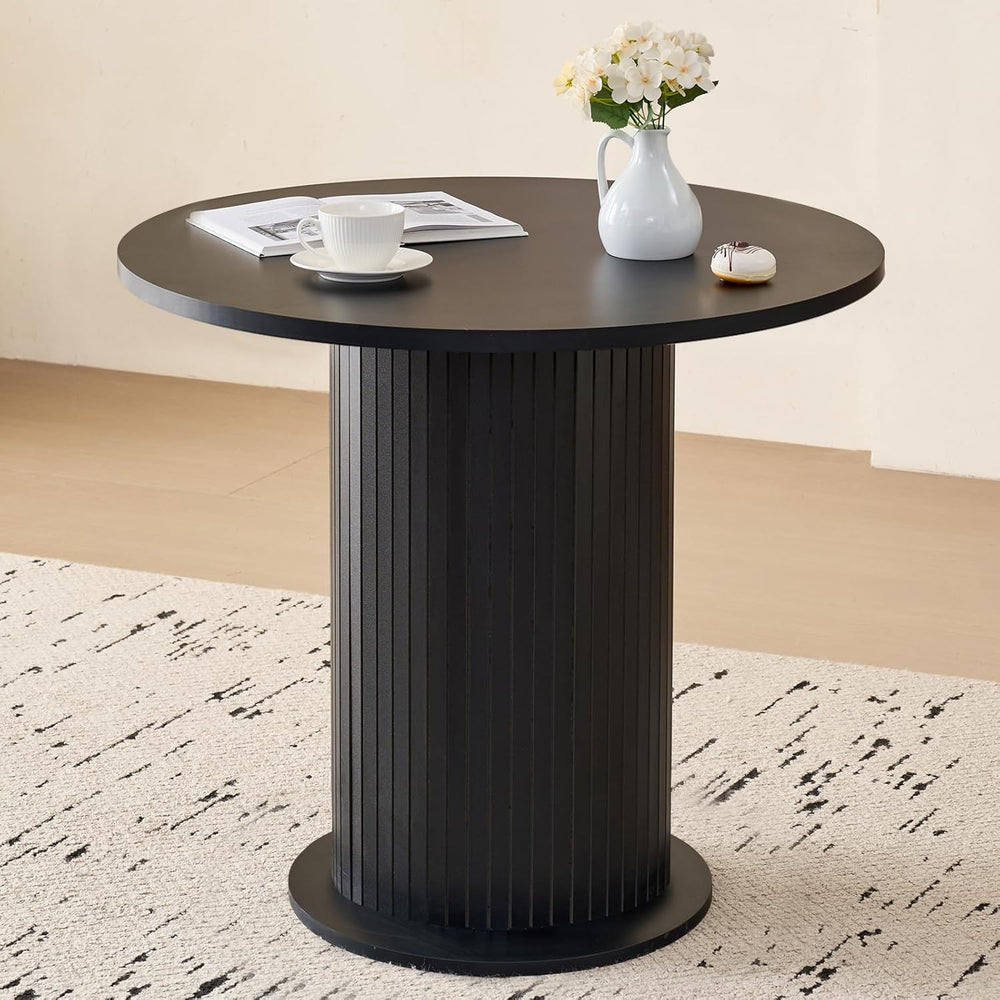 31.5" Round Dining Table for 2, Modern Small Pedestal Kitchen Table, Spa...