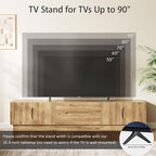94.5" Wide Modern TV Stands for Living Room, Entertainment Center with Storage Cabinets and Drawers,Wooden TV Console with Groove Handle,Media Console for Bedroom,Dining Room,Natural