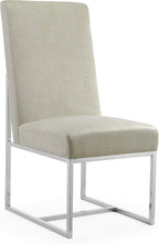 Manhattan Comfort Element Modern Velvet Dining Chairs, High Density Foam, Chrome Finish Stainless Steel Frame, High-Back, Fully Assembled Industrial Chic Accent Furniture, Set of 2, Champagne
