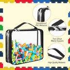 Sanwuta 6 Packs Toy Storage Bags, PVC Organizing Case Bags with Zipper, Waterproof Toy Container for Board Games, Building Blocks, Puzzles, Small Toys and Kids Books(Small,Clear)