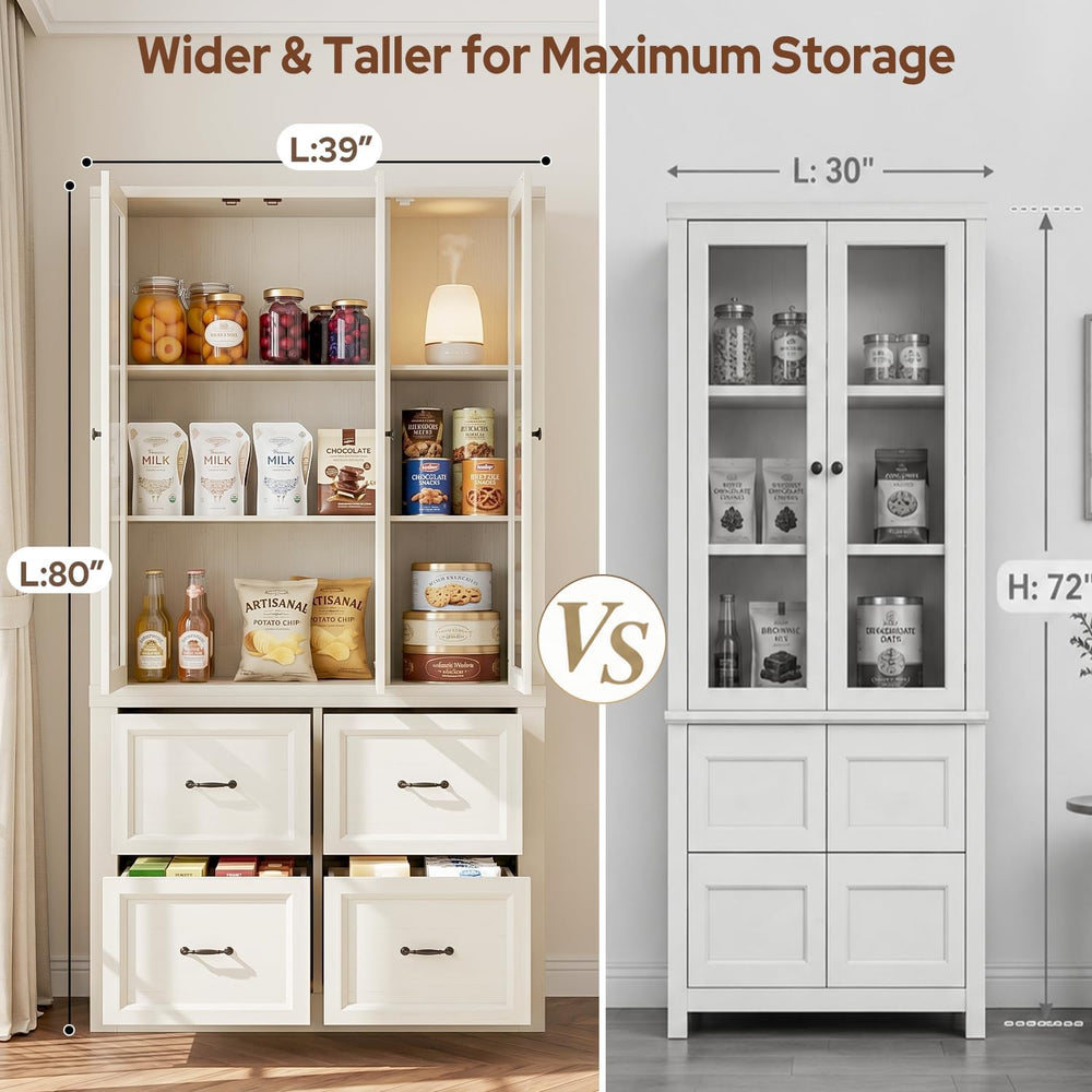 80" Modular Kitchen Pantry Cabinet, 2-in-1 Freestanding Tall Pantry Cabi...