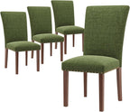 Stylish Dining Chairs Set of 4, Upholstered Parsons Dining Room Chair with Nailhead Trim, Kitchen Room Chair with Thick Cushions and Wood Legs, Nailhead Trim, Green