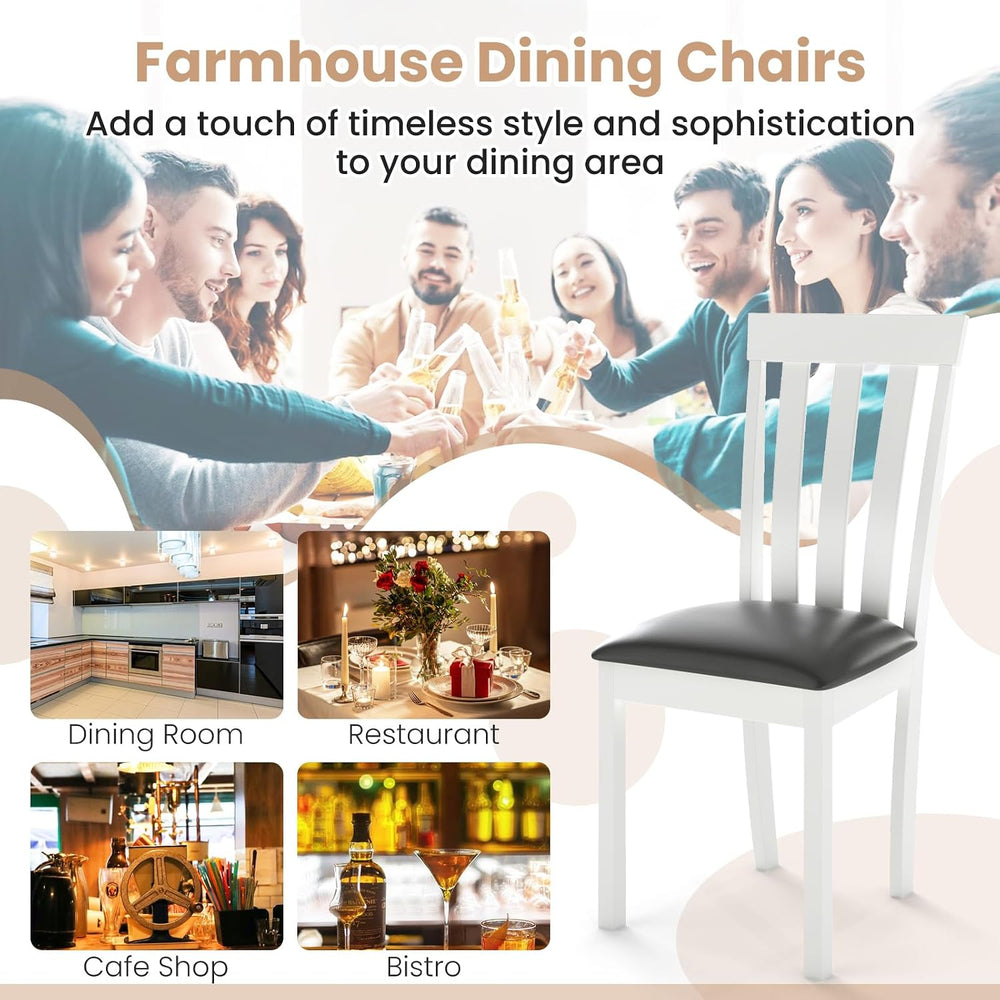 GOFLAME Wood Dining Chairs Set of 4, Upholstered Faux Leather Kitchen Side Ch...