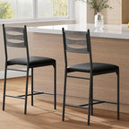 GarveeHome Bar Stools Set of 2, Counter Height Bar Chairs with Back and Thick Cushion, Upholstered Dining Chairs with Padded Seat, Barstools for Kitchen Island, Bar, Dining Room, Grey