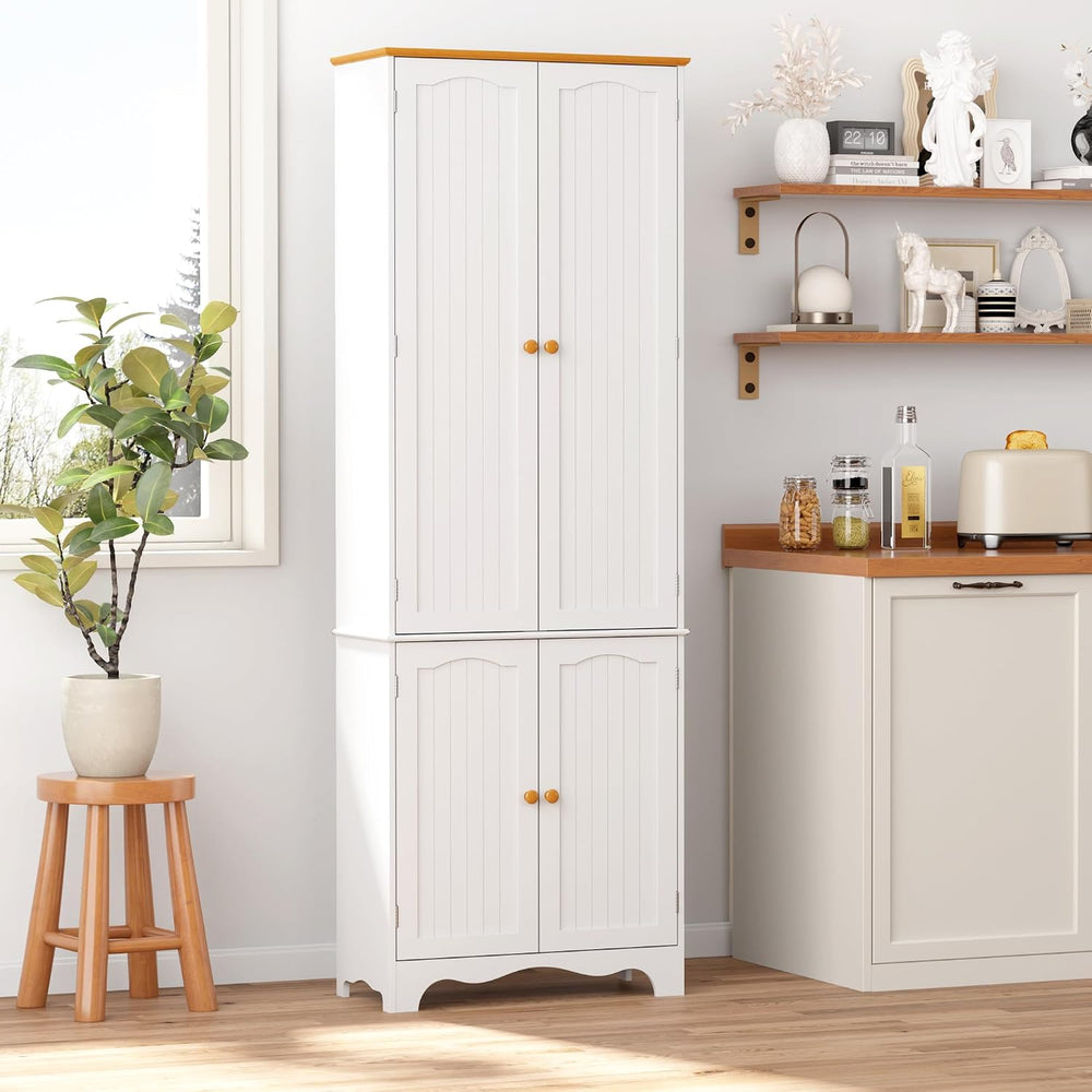 Yusong 72'' Tall Kitchen Pantry Cabinet, Freestanding Storage Cabinet...