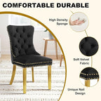 51 Inch Glass Dining Table Set for 4, Rectangular Glass Kitchen Table with 4 Upholstered Velvet Accent Chairs, 5 Piece Modern Dining Room Set, for Home, Apartment, Small Spaces - Black Gold