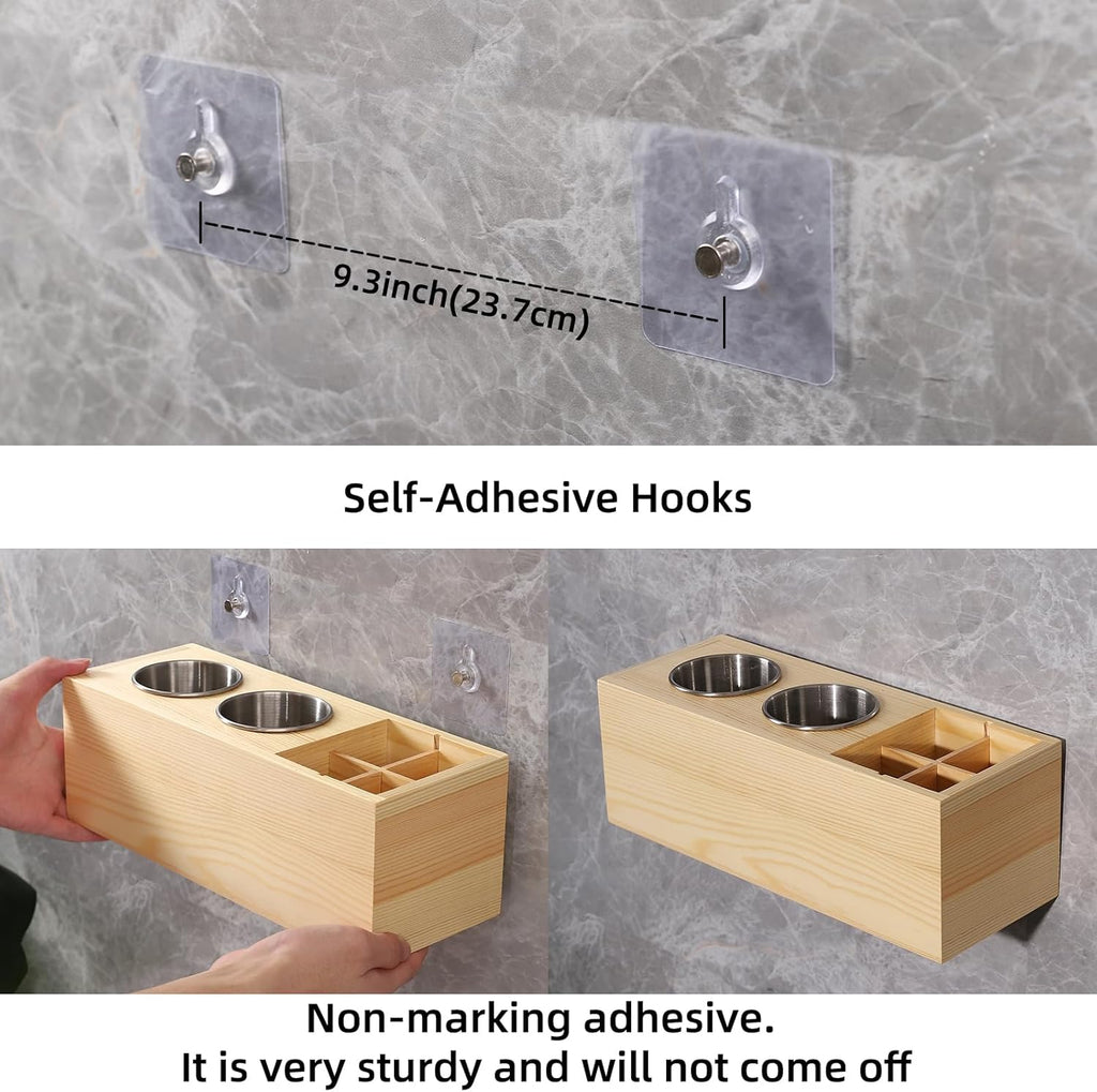 Hair Dryer Countertop Holder, Hair Tool Organizer Wall Mount, Blow Dryer Holder Cabinet Door Organizer, Bathroom Countertop Blow Dryer Holder and Curling Iron Holder (Cedar Wood, Log color)