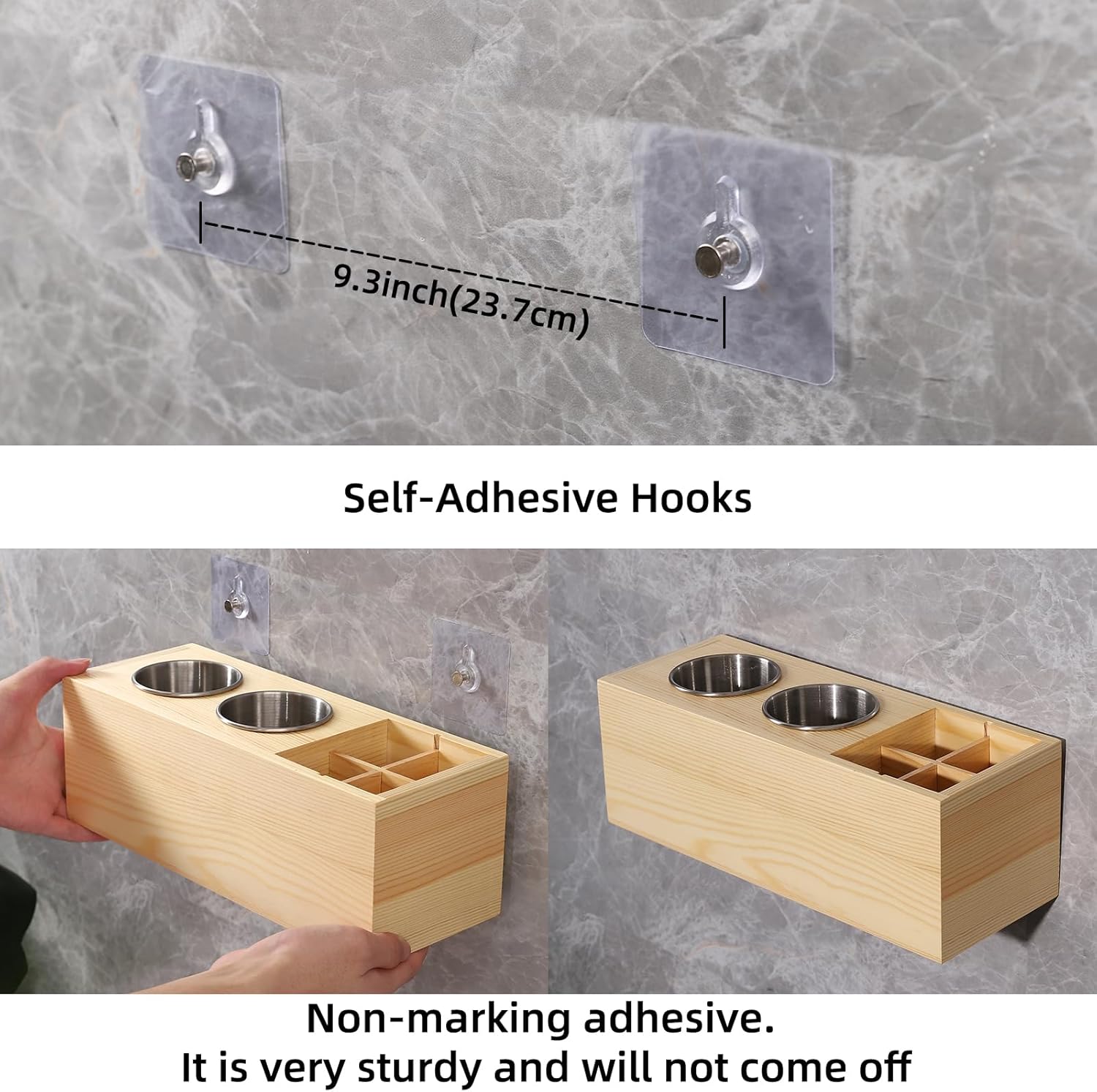 Hair Dryer Countertop Holder, Hair Tool Organizer Wall Mount, Blow Dryer Holder Cabinet Door Organizer, Bathroom Countertop Blow Dryer Holder and Curling Iron Holder (Cedar Wood, Log color)
