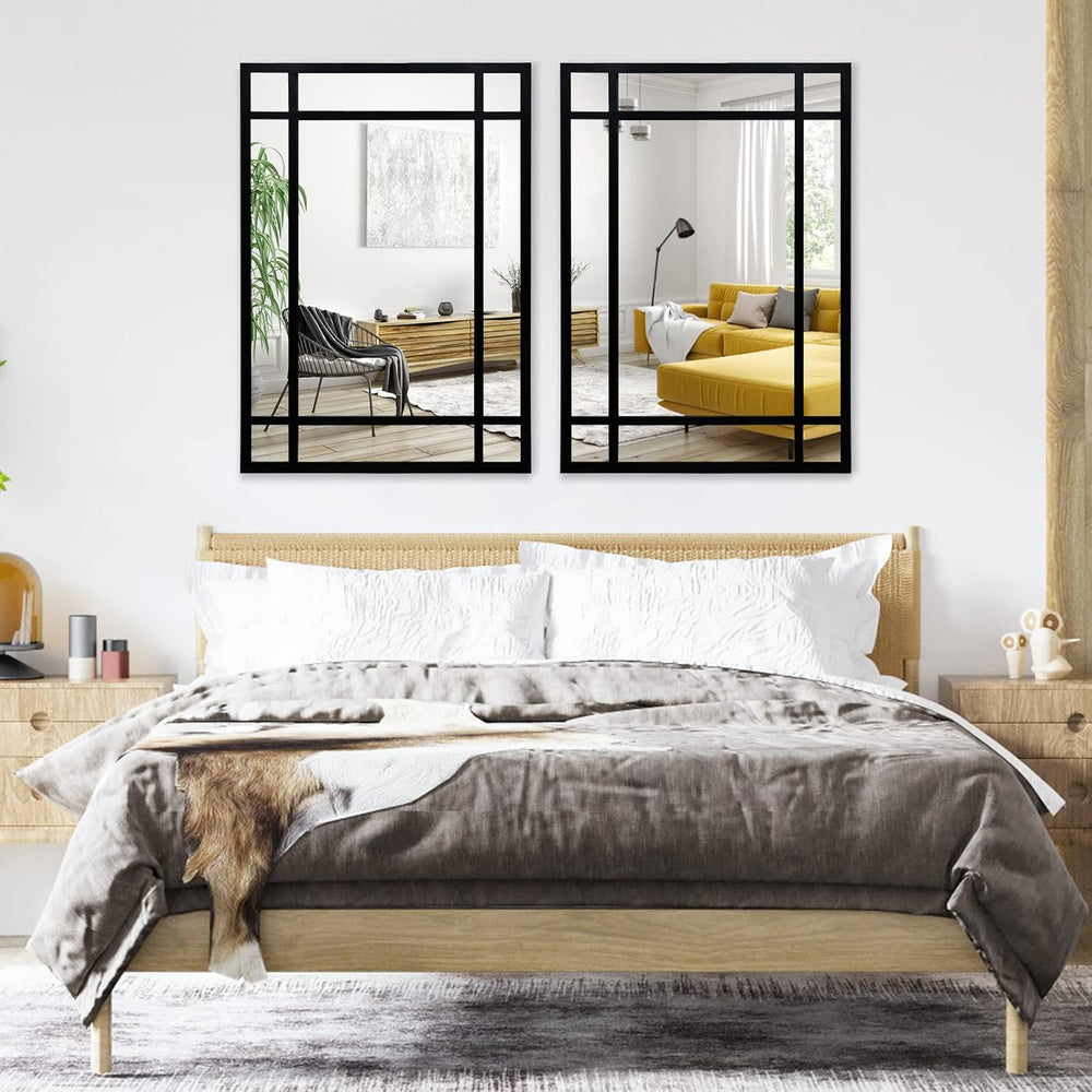 HQiJun Black Rectangle Mirror, Farmhouse Decorative Wall Mirror for Entryway,...