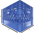 Heavy Duty Plastic Storage Milk Crates, Stackable Utility Organizer Bins, 19x11x13 Inches, 6 Pack, Made in USA, 24 Qt/6 Gallon Capacity (Blue)