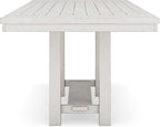 Signature Design by Ashley Robbinsdale Farmhouse Distressed Counter Height Dining Extension Table with Trestle Base, Planked Effect and 2 Removable End Leaves, White